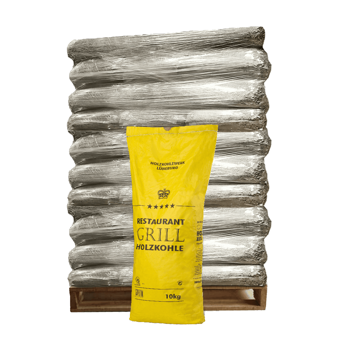 Palette Restaurantholzkohle Grillkohle – 10-kg-Säcke mit Premium-Holzkohle für Restaurants und BBQ