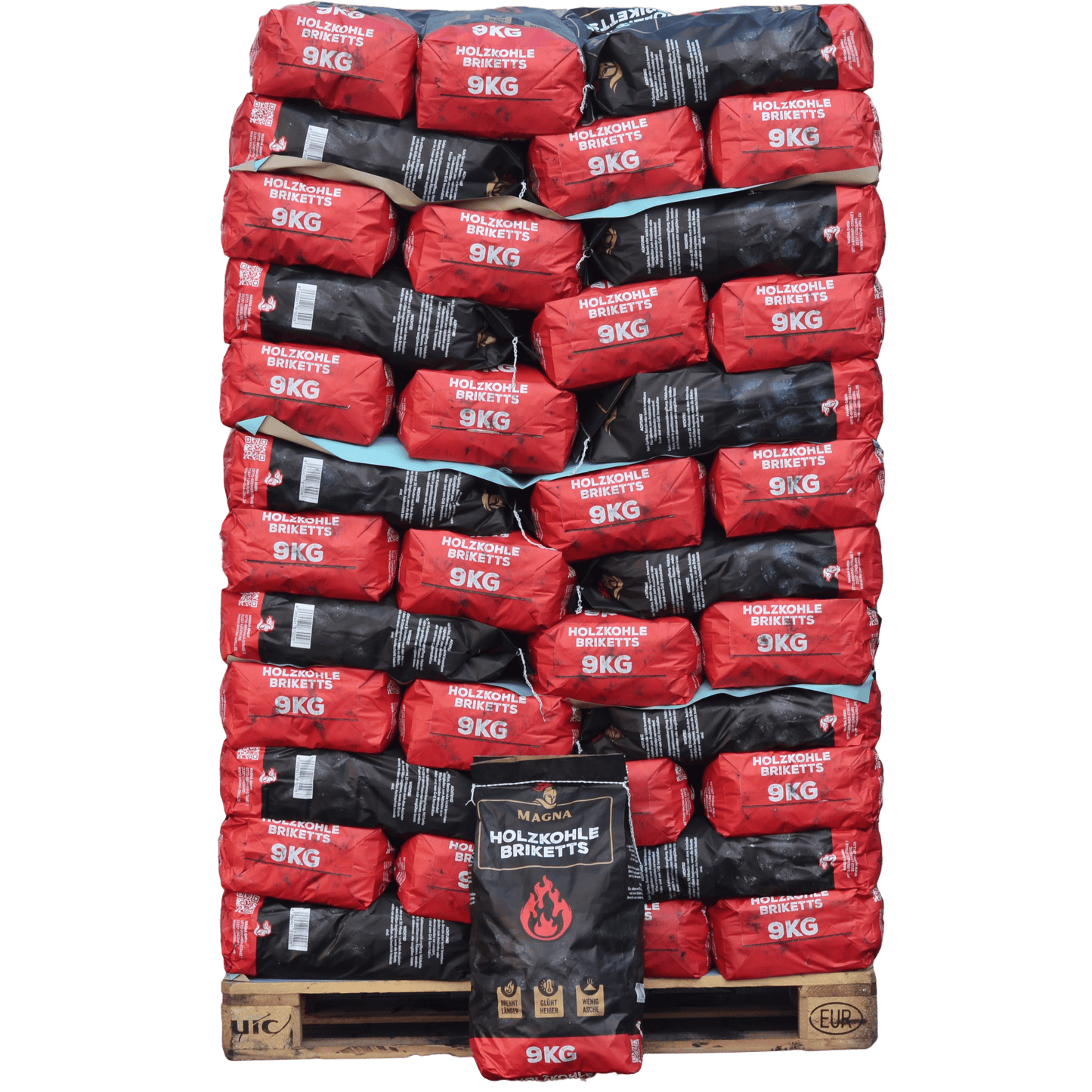 Palette Magna Holzkohlebriketts – 9-kg-Säcke mit Premium-Holzkohle zum Grillen und BBQ