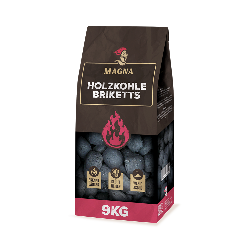 Säcke mit Magna Holzkohlebriketts – Premium-Holzkohle für Outdoor-Grillen und BBQ