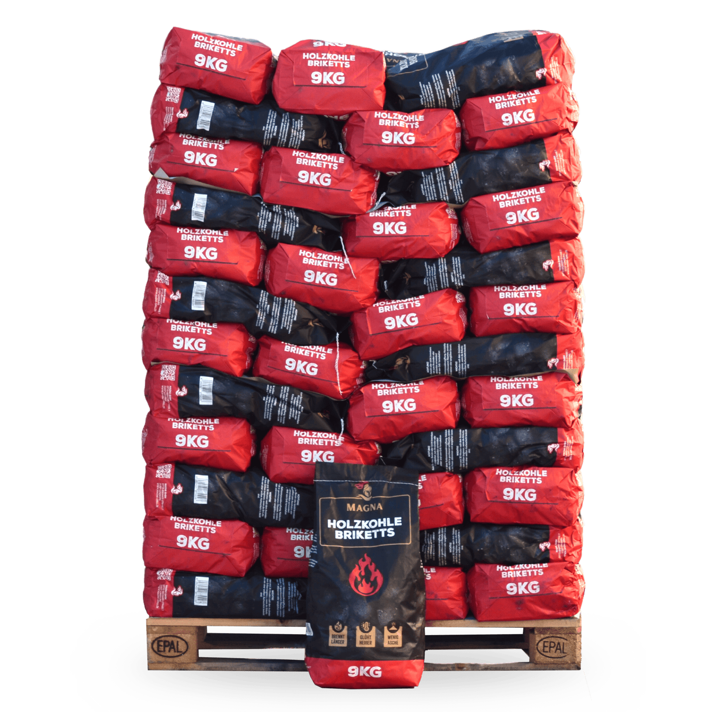 Palette Magna Holzkohlebriketts – 9-kg-Säcke mit Premium-Holzkohle zum Grillen und BBQ