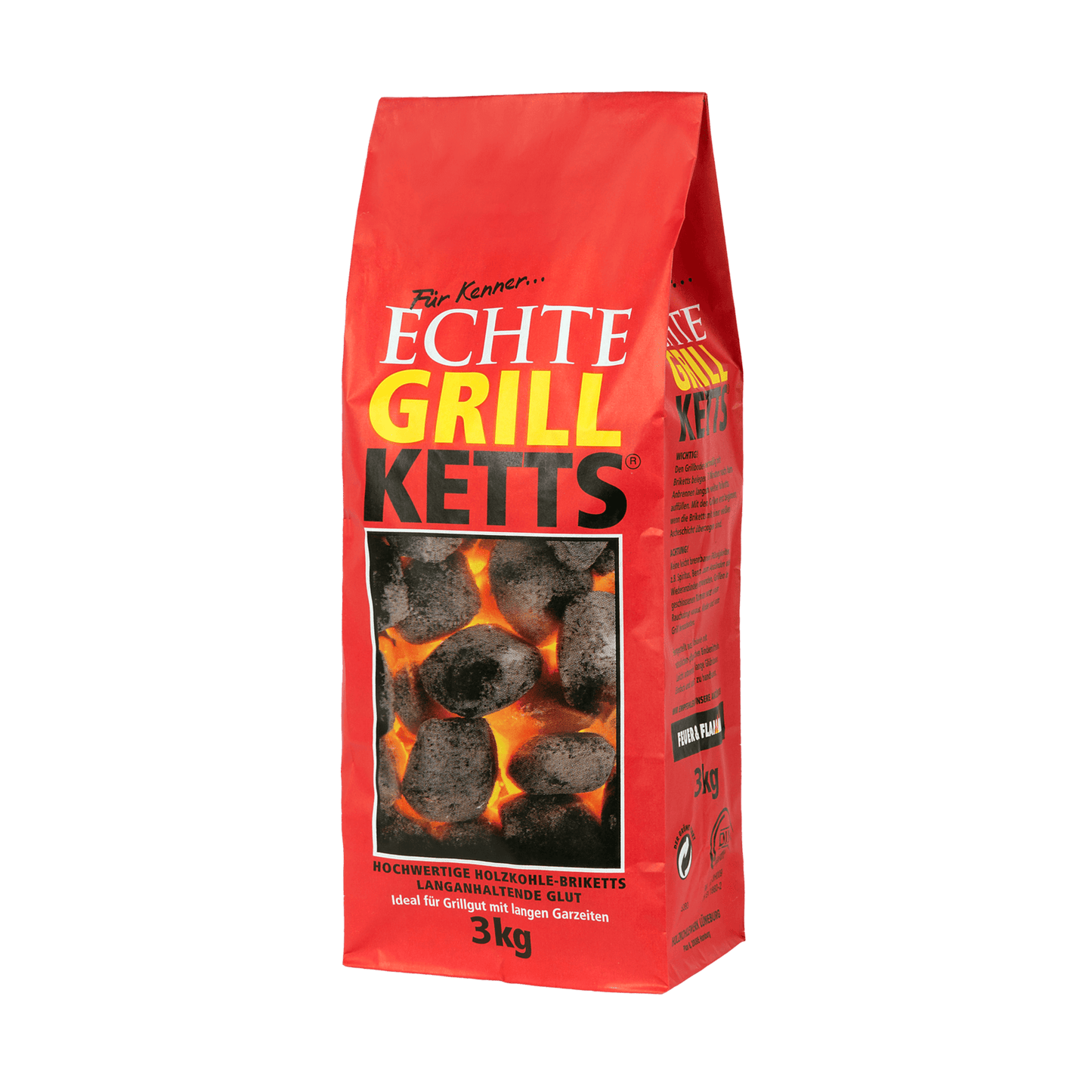 3 Kilogramm Packung Holzkohlebriketts.