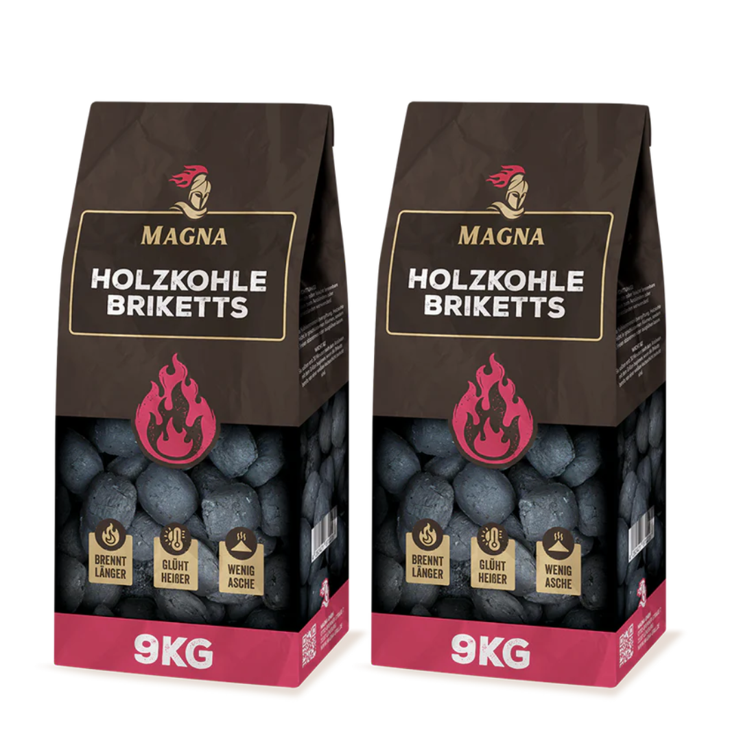 Säcke mit Magna Holzkohlebriketts – Premium-Holzkohle für Outdoor-Grillen und BBQ