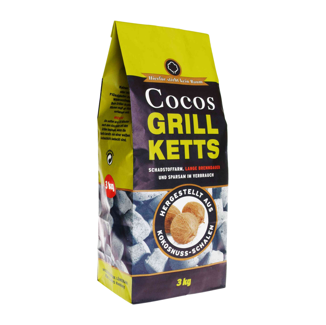 3-Kilogramm-Packung Cocos Grillbriketts aus Kokosnuss-Holzkohle
