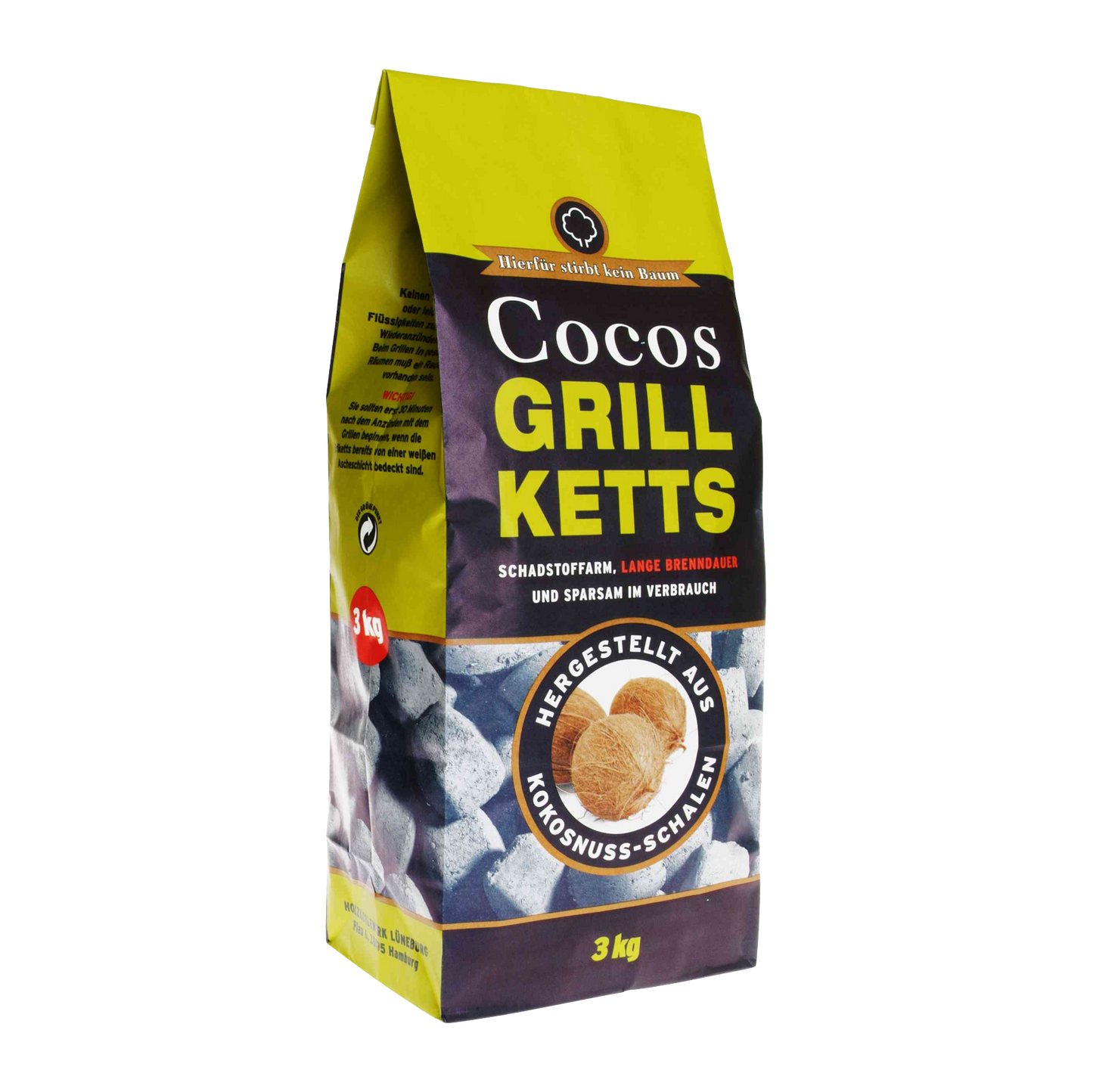 3-Kilogramm-Packung Cocos Grillbriketts aus Kokosnuss-Holzkohle