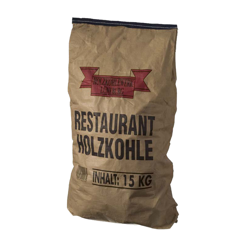 eine Packung mit 15 Kilogramm Restaurant-Holzkohle große Holzkohlebriketts 